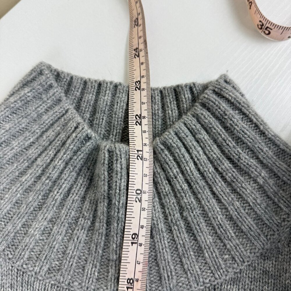 FRAME Cashmere-Wool Mock-Neck Sweater XS • Heather Gray • Patch Pockets - Picture 8 of 9